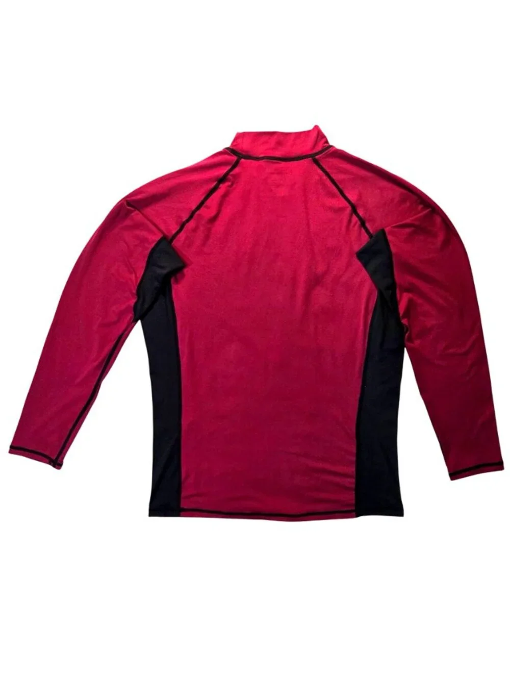 TSLA Youth Long Sleeve Rash Guard Swim Shirt Red Black Large Polyester Elastane